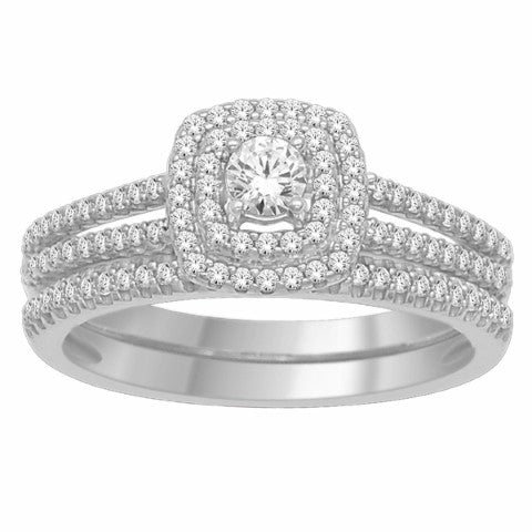 10K White Gold 0.33 Cttw Diamond Ladies 2 Bands Ring