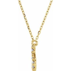 14K Yellow Gold Initial C Round G-H I1 1/8 Ctw Natural Diamond Necklace, Length: 16 In