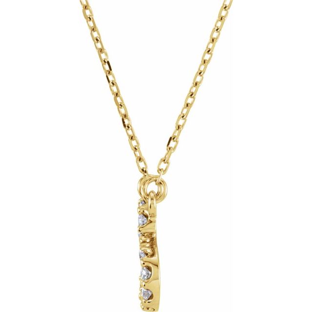 14K Yellow Gold Round I1, G-H 16 In Polished Natural Diamond Initial Necklace