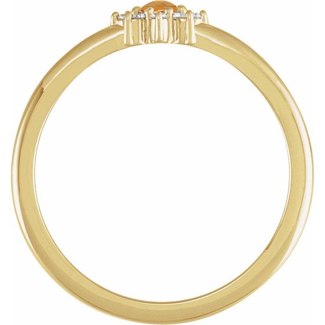 14K Yellow Gold Round 3 Mm Polished Natural Citrine And .08 Ctw Natural Diamond Halo-Style Ring, Size 7