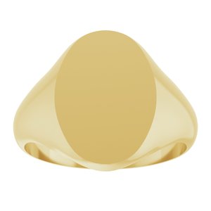 14K Yellow Gold Oval 14 X 10 Mm Brush Polished Oval Signet Ring Size 7