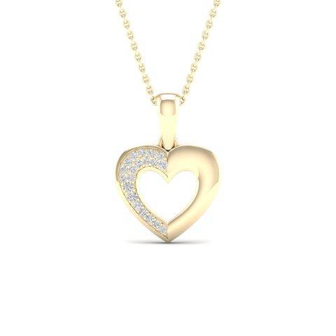 10K Yellow Gold 0.06 Cttw Diamond Heart Charms