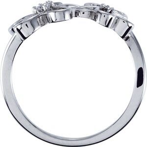 Sterling Silver Round 2.4 Mm Polished .07 Ctw Natural Diamond Floral Ring Size 7