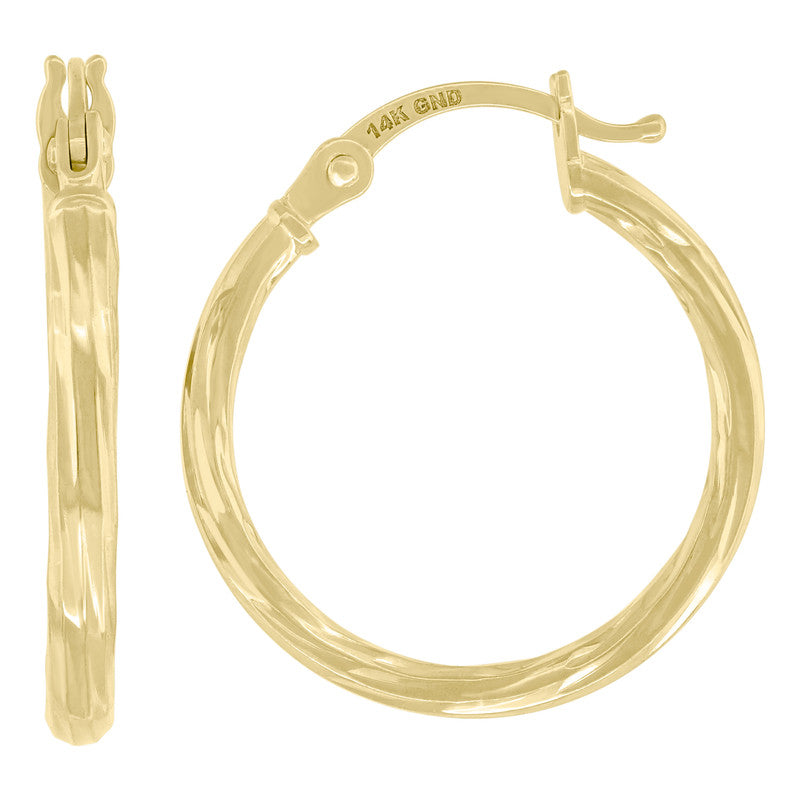 14Kt Yellow Gold Womens Twisted Huggie Hoop 18Mm Earrings