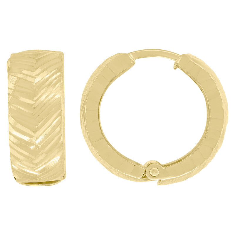 14Kt Yellow Gold Womens Diamond-Cut Hoop Earrings 17Mm