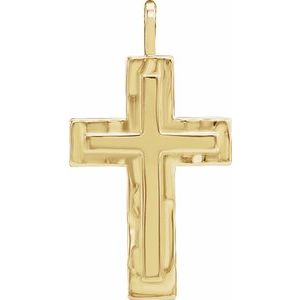 14K Yellow Gold 24.47 X 13.4 Mm Polished Mens Texture Finish Cross Pendant