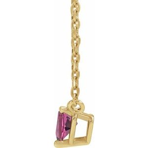 14K Yellow Gold Heart 4 X 4 Mm Natural Pink Tourmaline Solitaire Necklace, Length: 18 In
