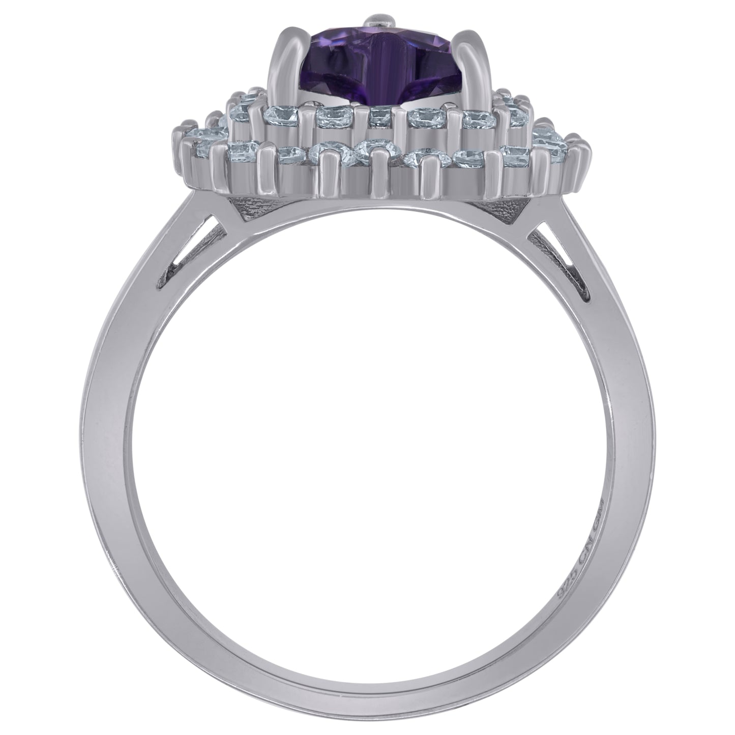 Sterling Silver Womens Cubic Zirconia Heart Bridal Anniversary Engagement Wedding Ring