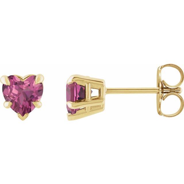 14K Yellow Or White Gold Or Sterling Silver 5 X 5 Mm Heart Friction Back Polished Natural Gemtone 5-Claw Prong Earrings
