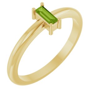 14K Yellow Gold Straight Baguette 5 X 2 Mm Polished Natural Peridot Stackable Ring Size 7