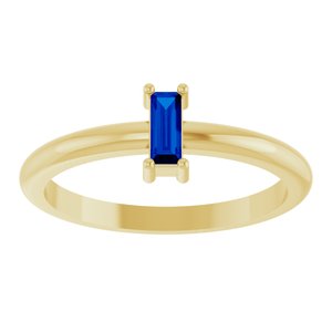 14K Yellow Gold Straight Baguette 5 X 2 Mm Polished Lab-Grown Blue Sapphire Stackable Ring Size 7