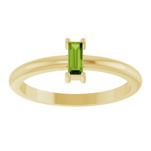 14K Yellow Gold Straight Baguette 5 X 2 Mm Polished Natural Peridot Stackable Ring Size 7