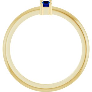 14K Yellow Gold Straight Baguette 5 X 2 Mm Polished Lab-Grown Blue Sapphire Stackable Ring Size 7