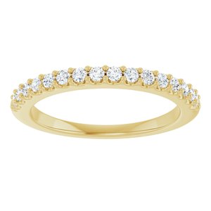 14K Yellow Gold Round 1.7 Mm Polished 1/4 Ctw Natural Diamond Anniversary Band Size 7