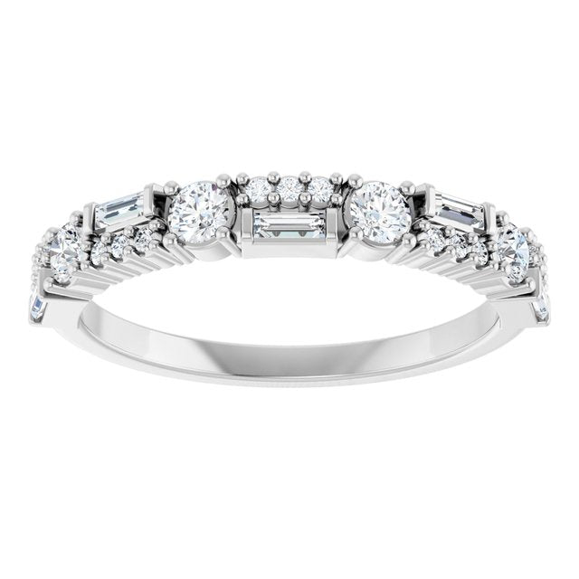 14K White Gold Round 2.5 Mm Polished 3/8 Ctw Lab-Grown Diamond Double Row Anniversary Band, Size 7