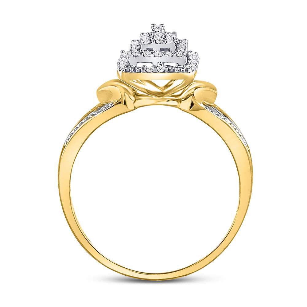 10K Yellow Or White Gold Womens Round Diamond Cluster Ring 1/6 Cttw, Womens Size: 5-10