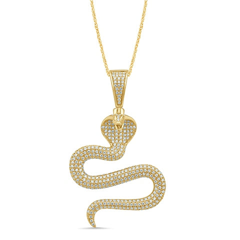 10K Yellow Gold 0.86- 0.92 Cttw Diamond Snake Charm