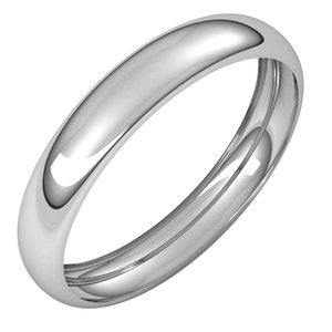 14K Yellow Or White Gold Or Sterling Silver Or Platinum 3.5 Mm Standard Weight Half Round Band