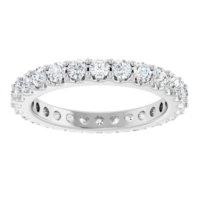 14K White Gold Round 2.5 Mm Si2-Si3, G-H Polished 1 1/2 Ctw Natural Diamond Eternity Band, Size 7
