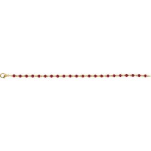 14K Yellow Gold Round 3.5 Mm Lab-Grown Ruby Line Bracelet, Length: 7.25 In