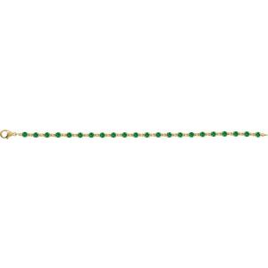 14K Yellow Gold Round 3.5 Mm Lab-Grown Emerald Line Bracelet, Length: 7.25 In