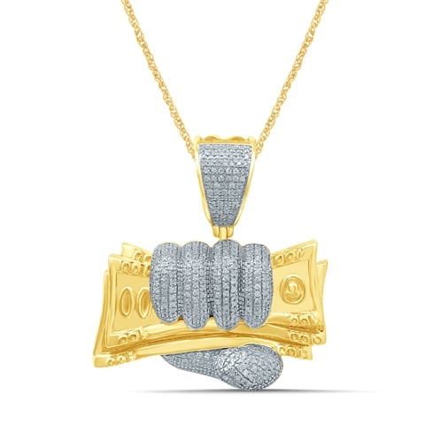 10K Yellow Gold 0.53- 0.58 Cttw Diamond Bills On Hand Charm