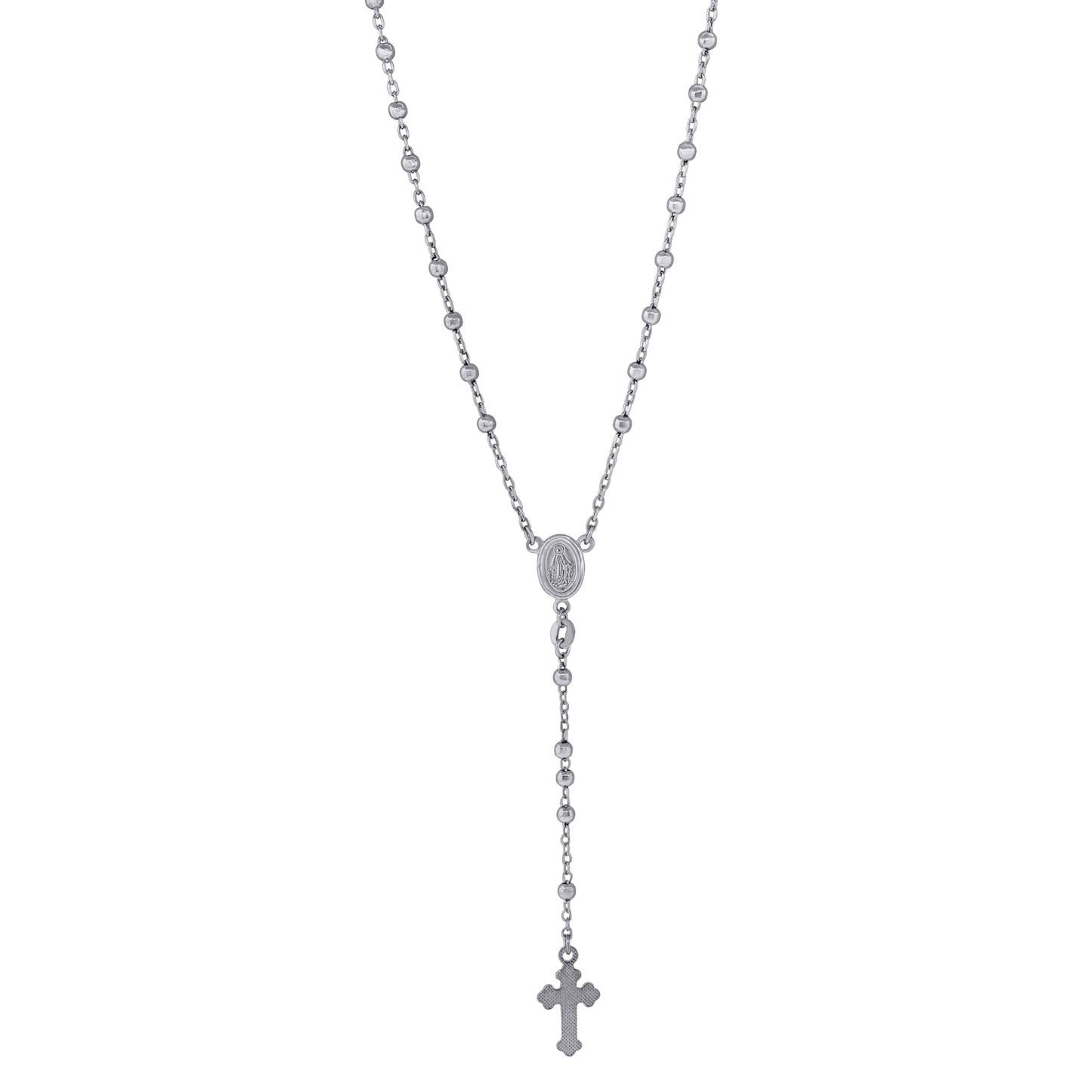 Sterling Silver Or Yellow-Tone Or Rhodium Plated Unisex Rosary Necklace