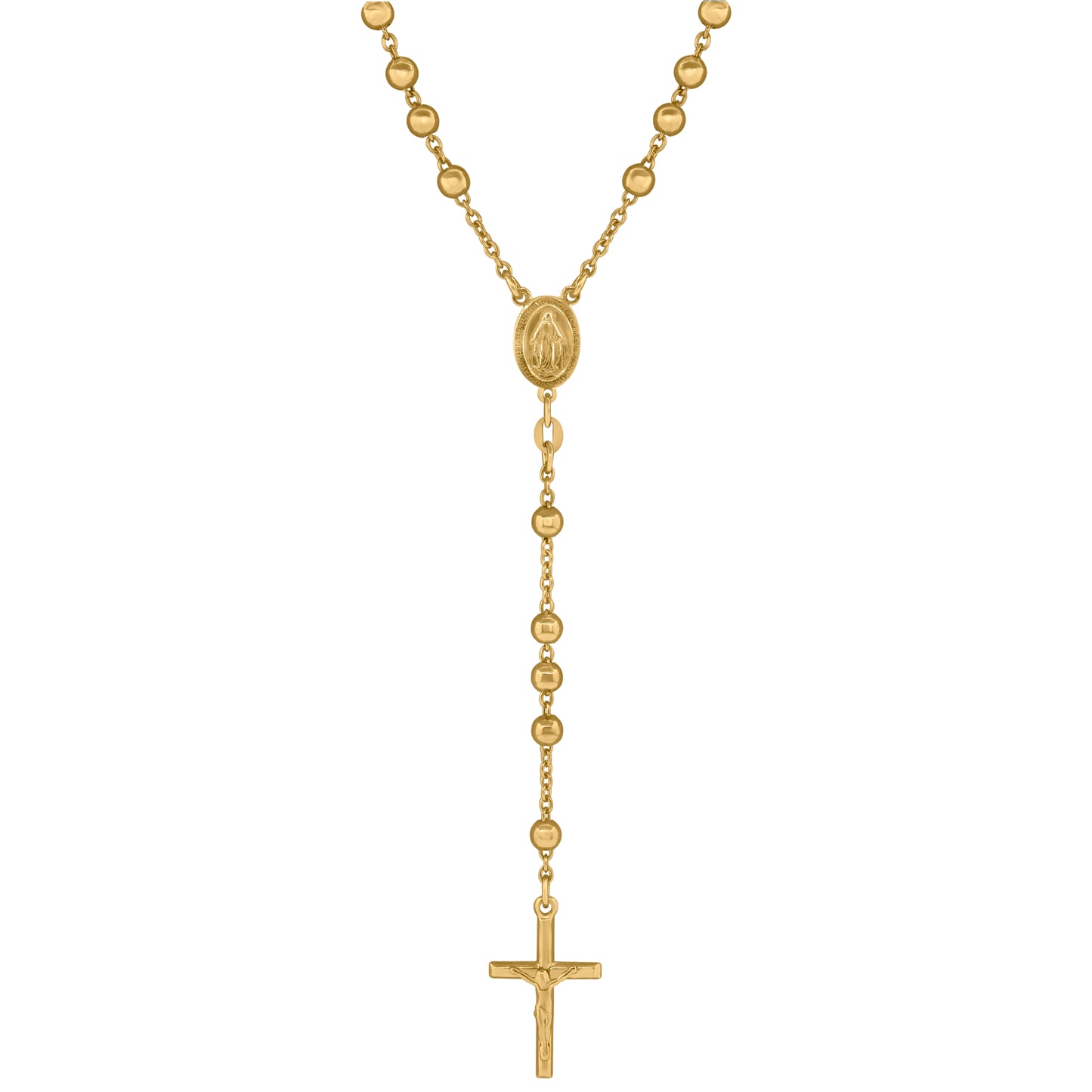 Sterling Silver Or Yellow-Tone Or Rhodium Plated Unisex Rosary Necklace
