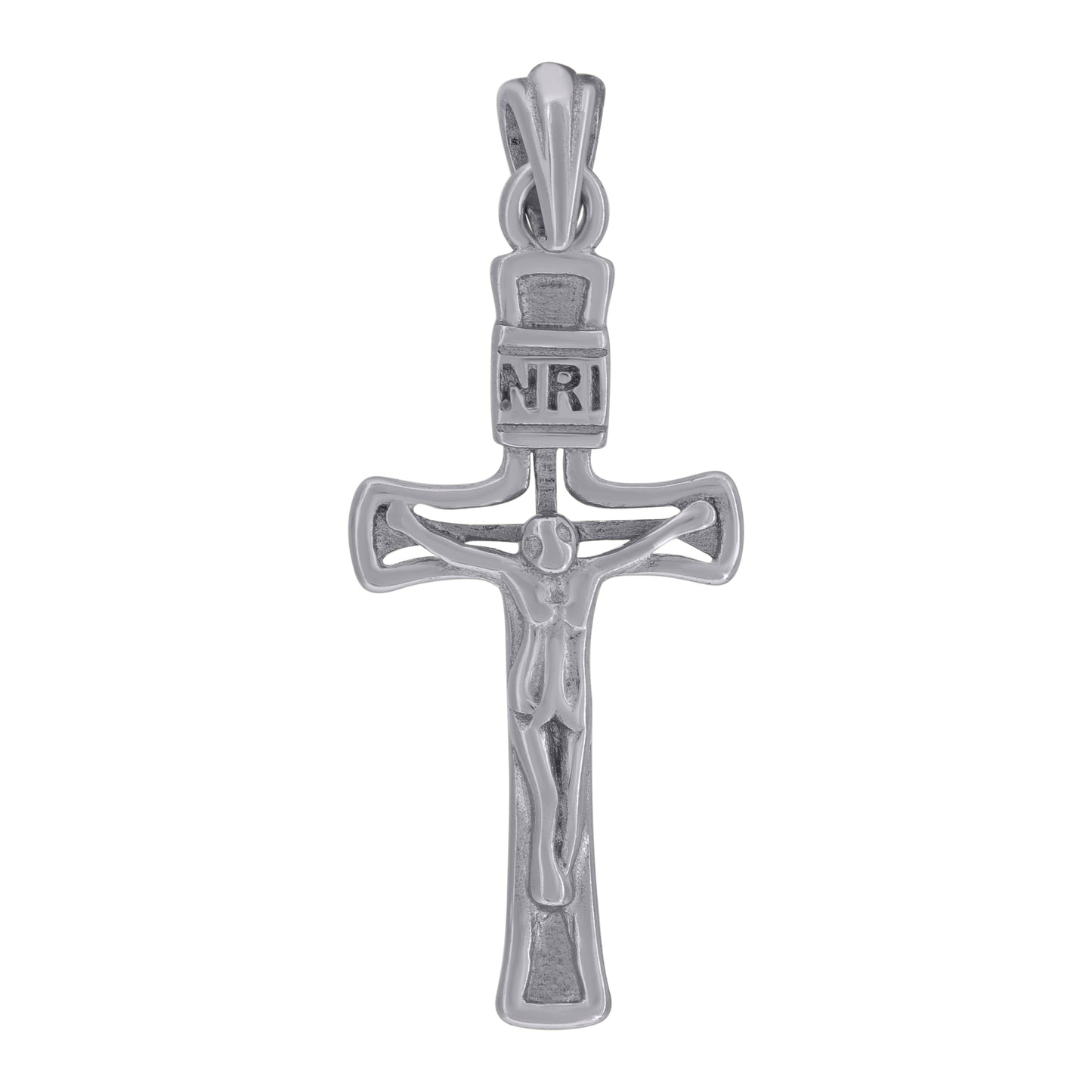 Sterling Silver Unisex INRI Crucifix Cross Religious Charm Pendant