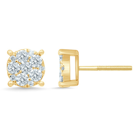 10K Yellow Gold 0.72-0.78 Cttw Diamond Dark Earring