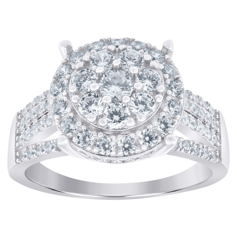 925 Sterling Silver Womens Round Cubic-Zirconia Round Head Fashion Ring Sizes 6 To 9