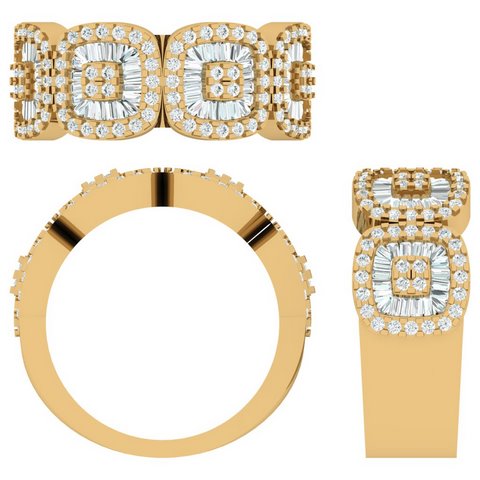 10K Yellow Gold 1.53- 1.60 Cttw Diamond Mens Bands