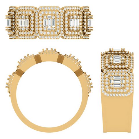 10K Yellow Gold 0.94- 1.06 Cttw Diamond Mens Bands