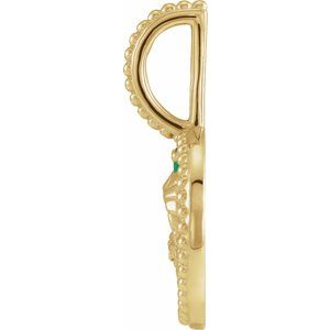 14K Yellow Gold Zodiac Aries Round 2 Mm G-H I1 Natural Emerald And .005 Ctw Natural Diamond Aries Pendant