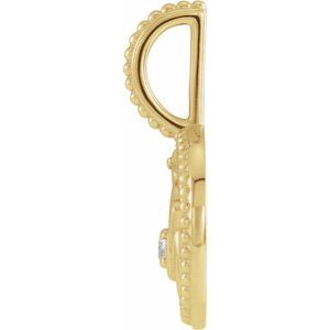 14K Yellow Gold Zodiac Capricorn Round 2 Mm G-H I1 Natural Blue Sapphire And .0025 Ct Natural Diamond Capricorn Pendant