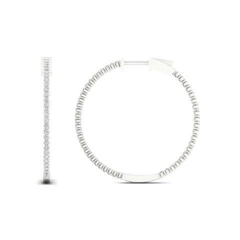 14K Yellow Or White Gold 1.00 Cttw Diamond Hoop Earring