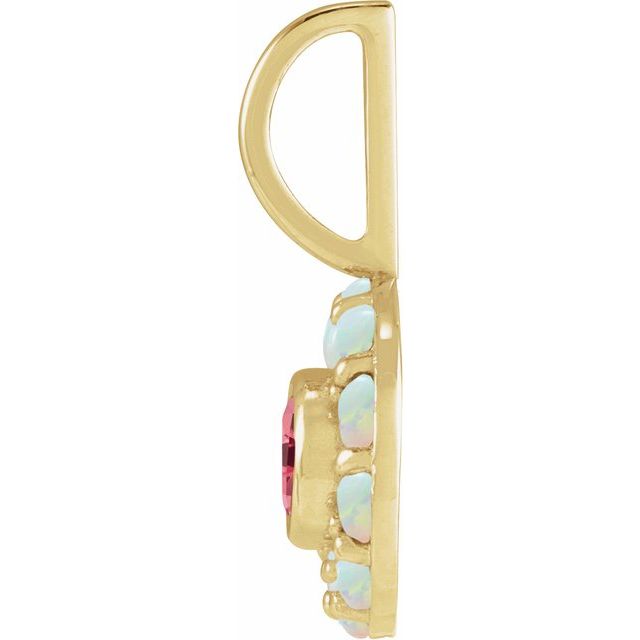 14K Yellow Gold Round 4 Mm Polished Natural Gemtone Halo-Style Charm/Pendant