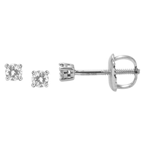 10K White Gold 0.07- 0.10 Cttw Diamond "Solitaire" Earring