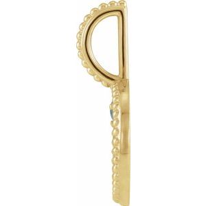 14K Yellow Gold Zodiac Scorpio Round 2 Mm G-H I1 Natural Blue Zircon And .0025 Ct Natural Diamond Scorpio Pendant