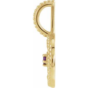 14K Yellow Gold Zodiac Sagittarius Round 2 Mm G-H I1 Natural Amethyst And .005 Ctw Natural Diamond Sagittarius Pendant