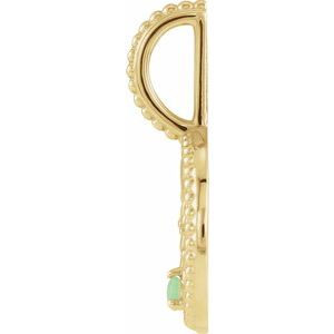 14K Yellow Gold Zodiac Libra Round 2 Mm G-H I1 Natural Green Chrysoprase And .005 Ctw Natural Diamond Libra Pendant
