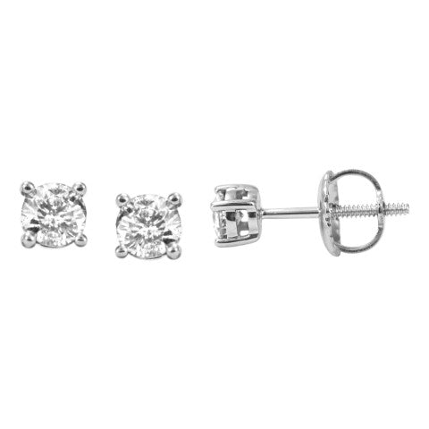 10K White Gold 0.22- 0.26 Cttw Diamond "Solitaire" Earring