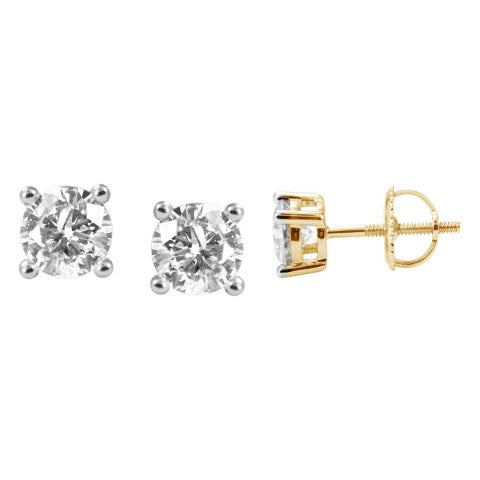 14K Yellow Gold 0.94- 1.04 Cttw Diamond "Solitaire" Earring