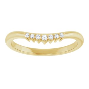 14K Yellow Gold Round 1.5 Mm Polished .06 Ct Natural Diamond Contour Band Size 7