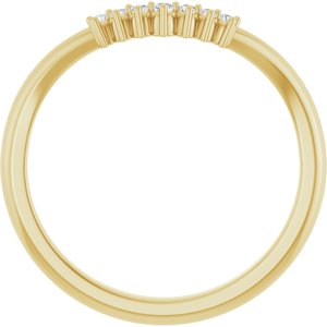 14K Yellow Gold Round 1.5 Mm Polished .06 Ct Natural Diamond Contour Band Size 7