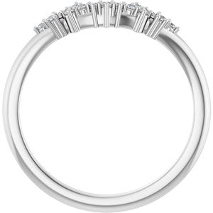 14K White Gold Round Polished .08 Ctw Natural Diamond Matching Band Size 7
