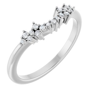 14K White Gold Round Polished .08 Ctw Natural Diamond Matching Band Size 7