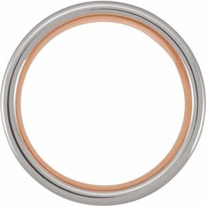 18K Rose Gold PVD & Black PVD Tungsten 8 mm Flat Satin Grooved Band Size 10