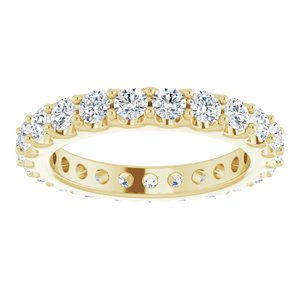 14K Yellow Gold Round 2.5 Mm G-H Si2-Si3 1 3/8 Ctw Natural Diamond Eternity Band Size 4.5