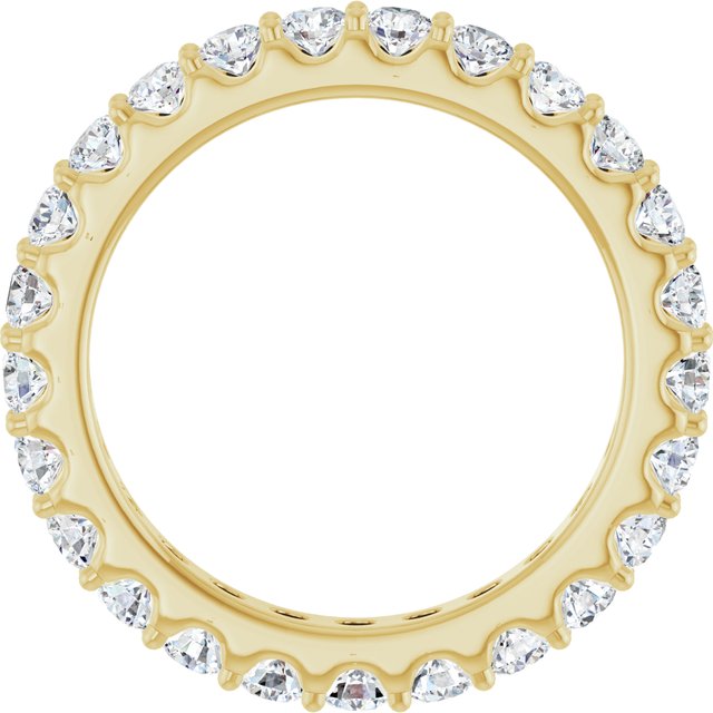 14K Yellow Gold Round 2.5 Mm Vs, F+ Polished 1 3/8 Ctw Lab-Grown Diamond Eternity Band, Size 5.5